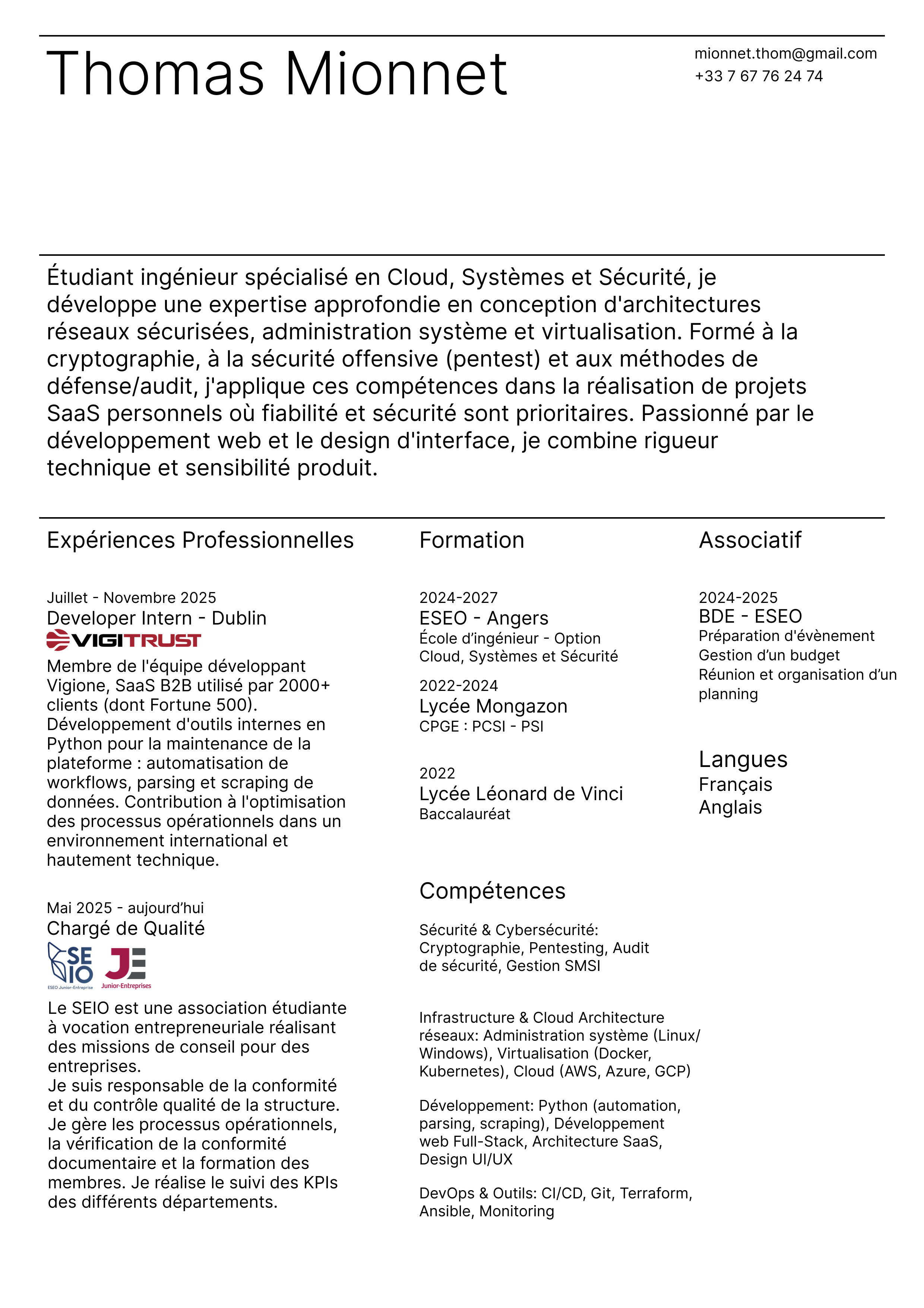 Resume - Thomas Mionnet